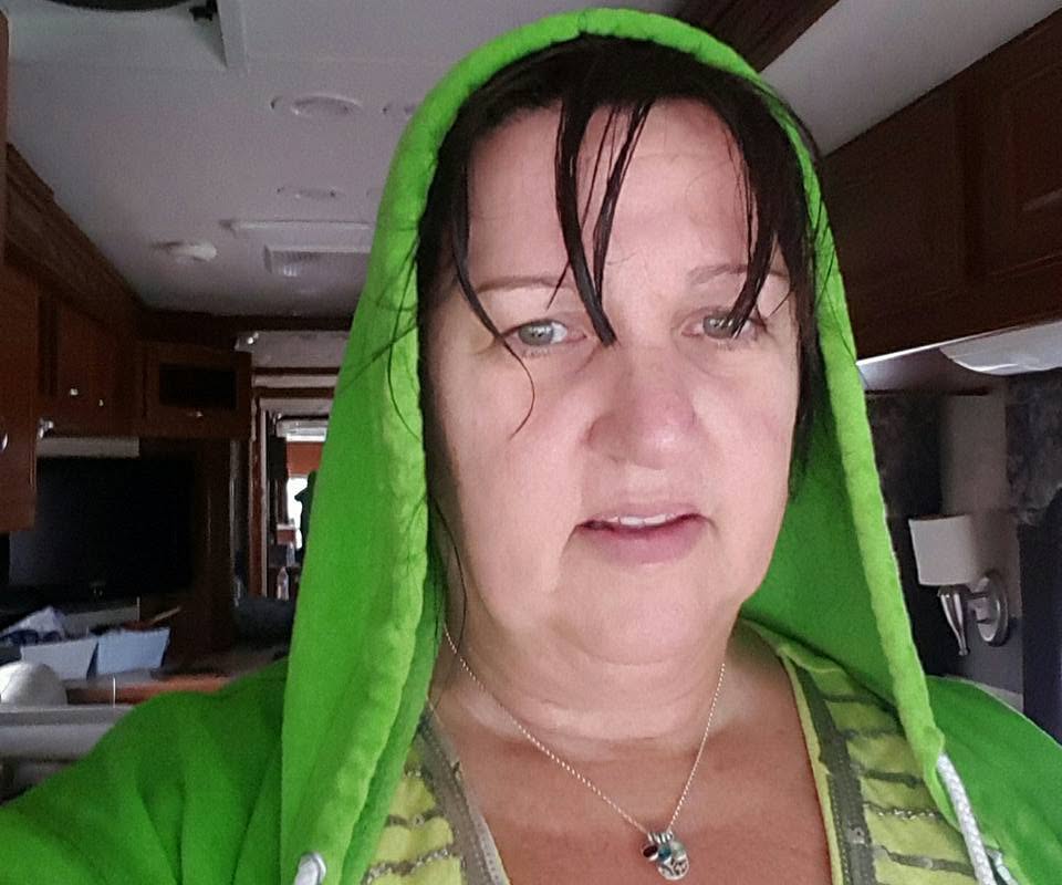 Donna drenched by the rain in Benson AZ